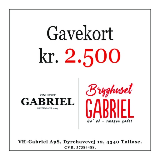 Gavekort 9 - kr. 2500
